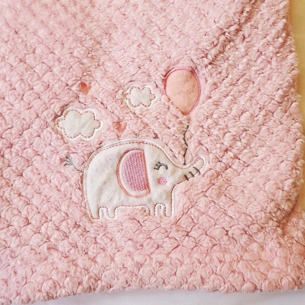 Girls Zak & Zoey Plush‎ Pink Elephant Balloon Clouds Hearts Waffle Baby Blanket